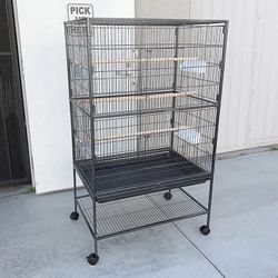 (NEW) $100 Large 52” Bird Cage for Parakeet Parrot Cockatiel Canary Finch Lovebird, Size 31x19x52” 