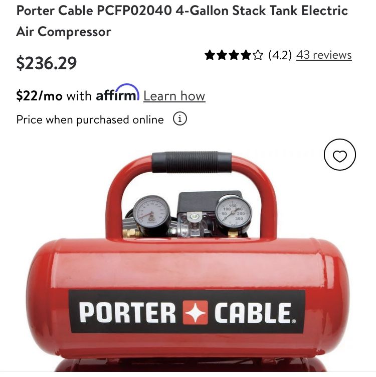 Porter Cable 4 Gallon 135 Psi Compressor