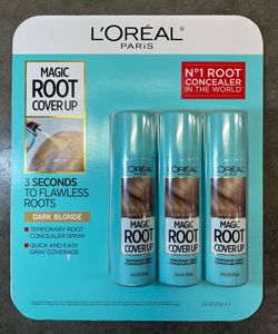 New L'Oreal Paris Magic Root Cover Up Concealer Spray Dark Blonde 2 oz 3 Pack