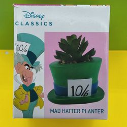 Disney Mad Hatter Succulent Planter Faux Alice In Wonderland 