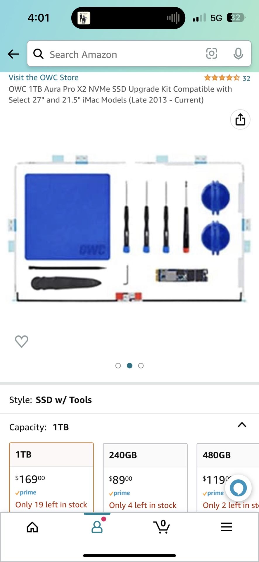 OWC 1TB Aura Pro X2 NVMe SSD Upgrade Kit Compatible with