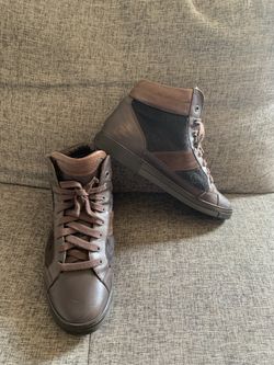 Salvatore Ferragamo Calf Skin and brown leather sneakers Men US size 7.5