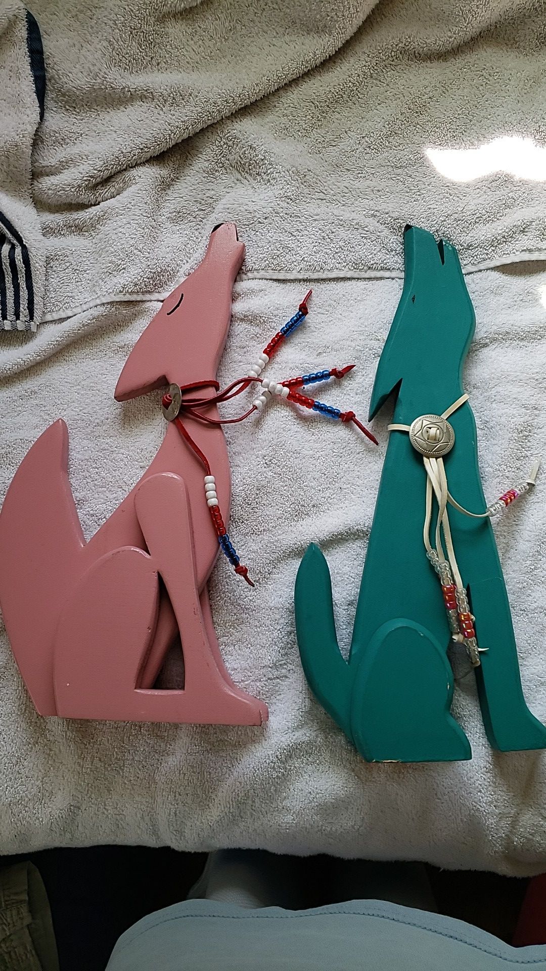 Wooden southwest decorative coyotes