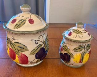 Set of 2 Ceramic Kitchen Jars