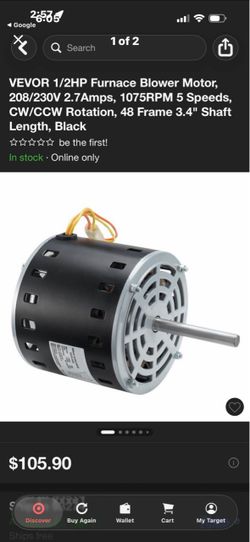 VEVOR 1/2HP Furnace Blower Motor 5-Speed