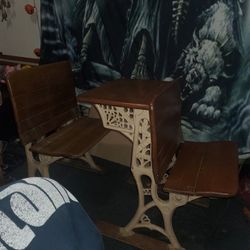 1800 School House Desk And Separte Bench Seat