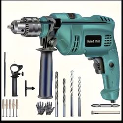 BRAND NEW Wired Multifunctional Electric Hammer Drill, Variable Speed, with Drill Bits $25FIRM