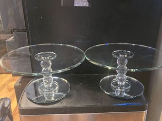 Two Glass Pedestal Cake Stands