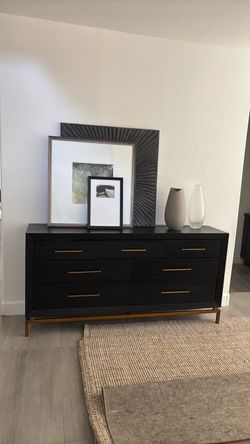 West elm Black Dresser with Gold Hardware