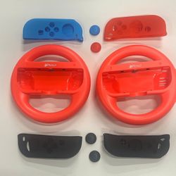 2-Pack of Racing Steering Wheel For Nintendo Switch plus Silicone Soft Case For