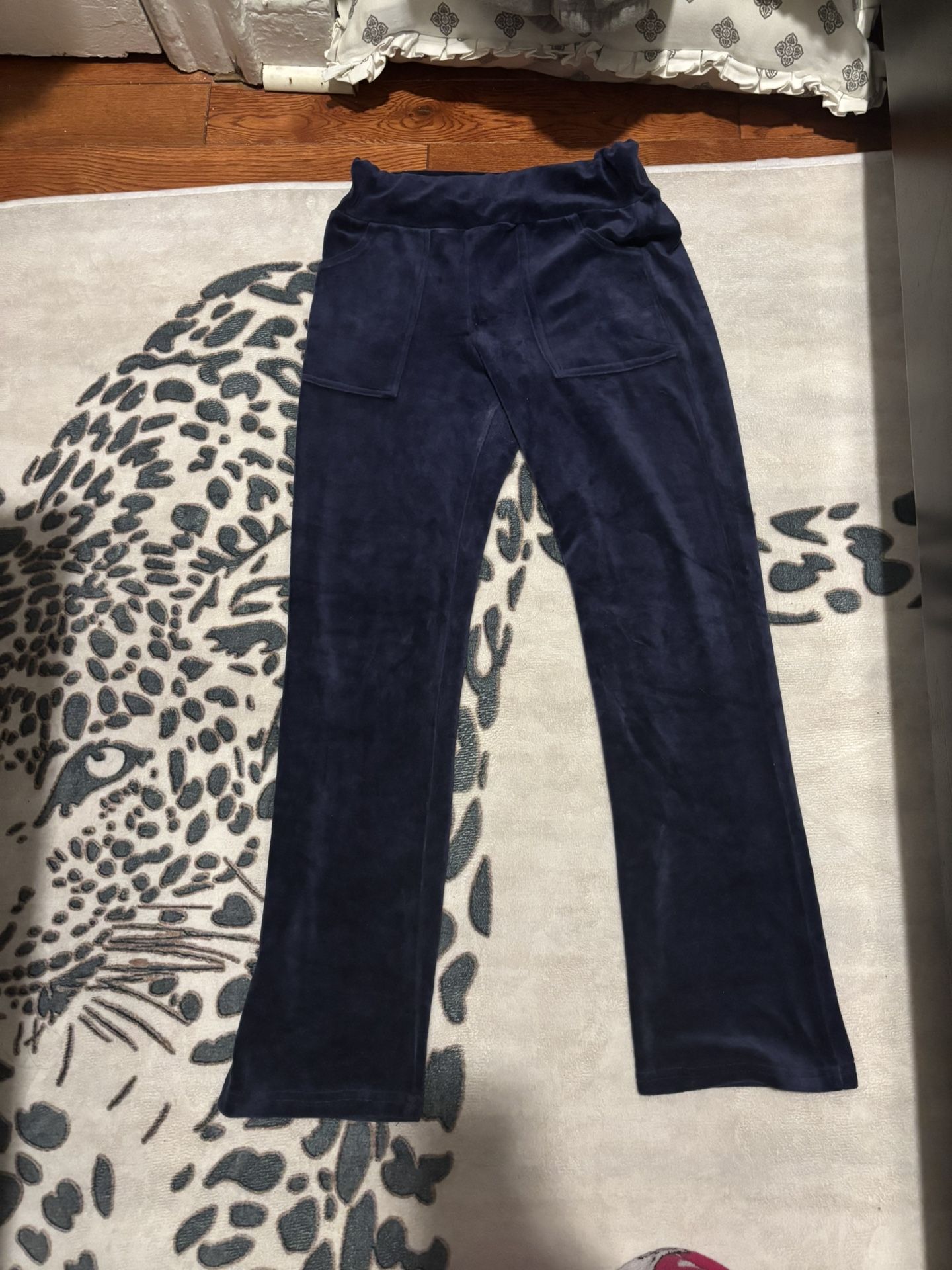womansNavy Blue Velour Pants Size M