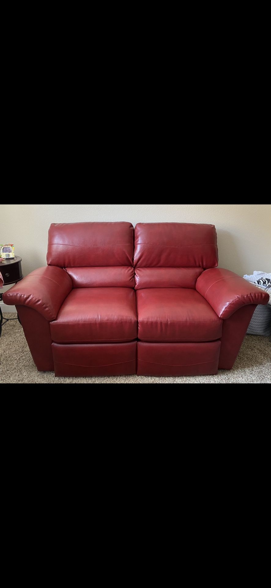 Red Leather La-Z-Boy Reclining Loveseat