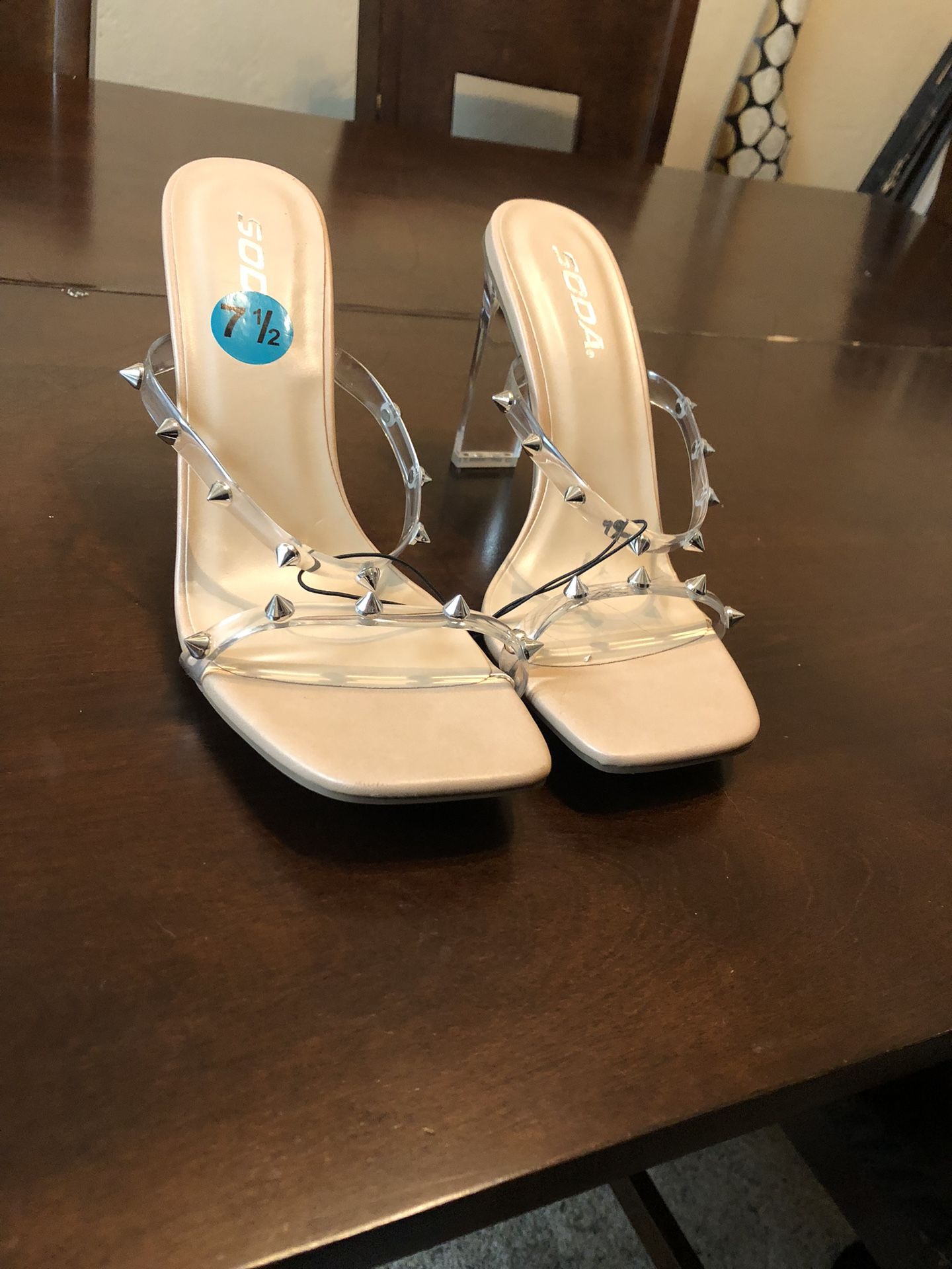 Clear heels with spikes