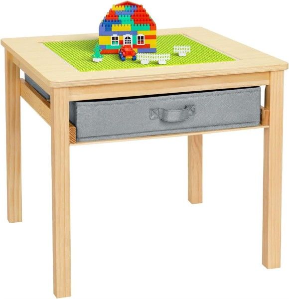 New Wooden Kids Building Block Table w/ Storage