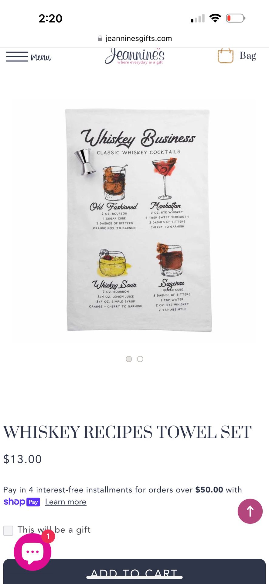 36 New Mudd Pie Cocktail Towel And Jigger Set Favor Gift