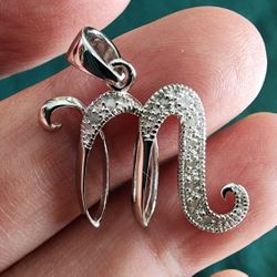 M Pendant With Real Diamonds Necklace