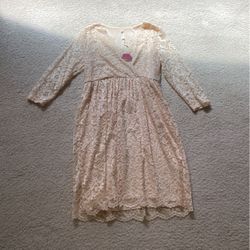 NEW Pink Blush Maternity 3/4 Sleeve Floral Lace Dress S