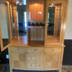 Solid maple China display cabinet