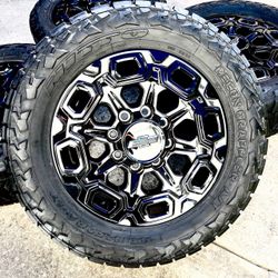Brand New 20” Silverado 2500 High Country OEM Black Wheels and 33” Nitto Recon Grappler 99% Tread