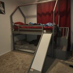 Twin OVER Twin Bunk Beds With Slide & Stairs 