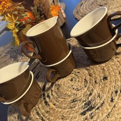 Set Of Brown & White Cups