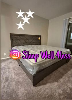 NEW QUEEN BED FRAME AND MATTRESS