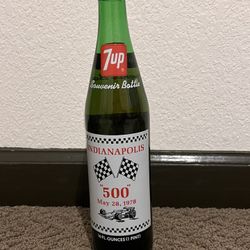 Unopened Souvenir Bottle INDIANAPOLIS 500 INDY May 27th 1979 FULL 7up Bottle New