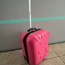 Hello Kitty Sanrio Pink Carry On Rolling Luggage Suitcase Hard Shell 18"