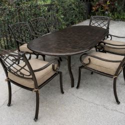 6-Piece Outdoor Patio Dining Set – Cast Aluminum – Oil Rubbed Bronze – Seats 6