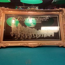BUDWEISER ETCHED MIRROR.  36" X 57"