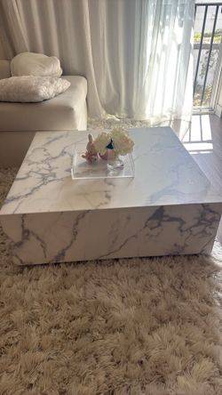Faux white marble coffee table