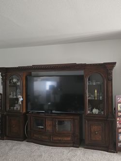 Large Expandable Solid Wood Entertainment Center / Wall Unit