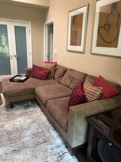 Brown Microsuede Sectional Sofa with Chaise