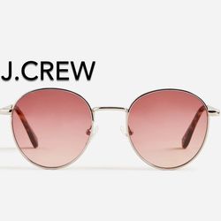 🌞(NEW) WOMEN’S J.CREW SILVER TORT ROUND WIRE-FRAME SUNGLASSES - SIZE: OS (ONE SIZE) (MSRP: $79.50)🌞