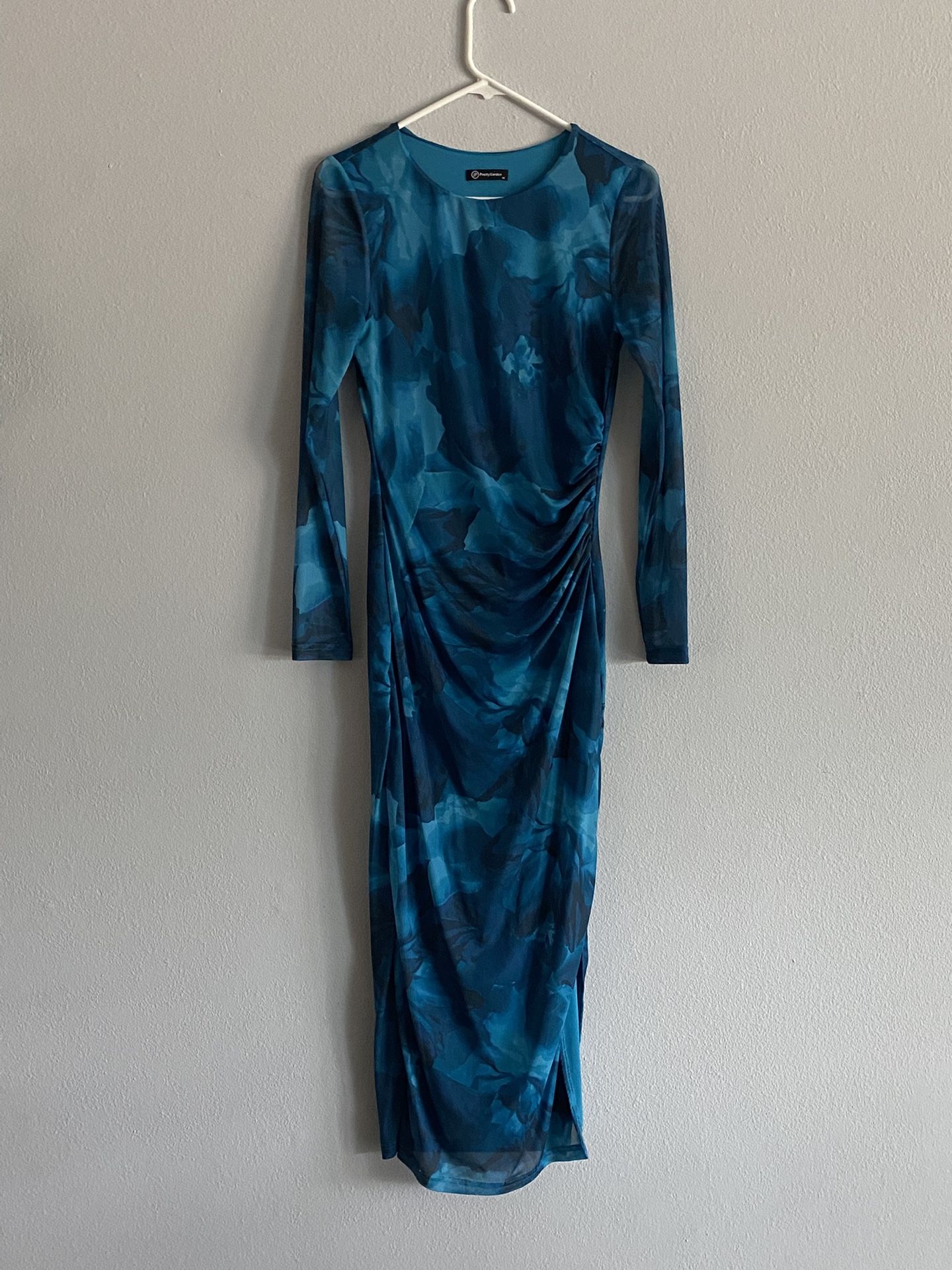 Elegant Long Sleeve Blue Dress 