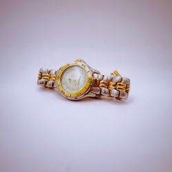 Burett light green face dial two tone watch