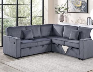$500 Sectional Pull Out Bed With Storage Plus USB Cup Holder