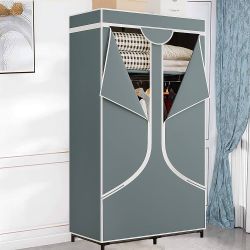 Portable Wardrobe Closet Storage Organizer, Grey