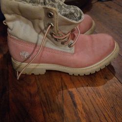 Timberland Boots Size 6 M Pink And Tan Very Good Condition 