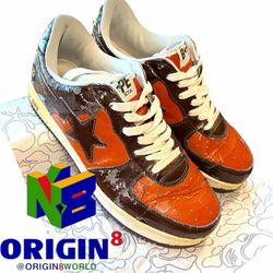 A Bathing Ape “Foot Soldier” Bapesta Baby Milo Brown/Orange FS-001 #356 US Sz 12 Men’s Shoes