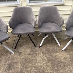 New, Firm, Set of 4, Darcie Contemporary Velvet Dining Room Kitchen Accent Chairs, Gray & Black by Armen Living 