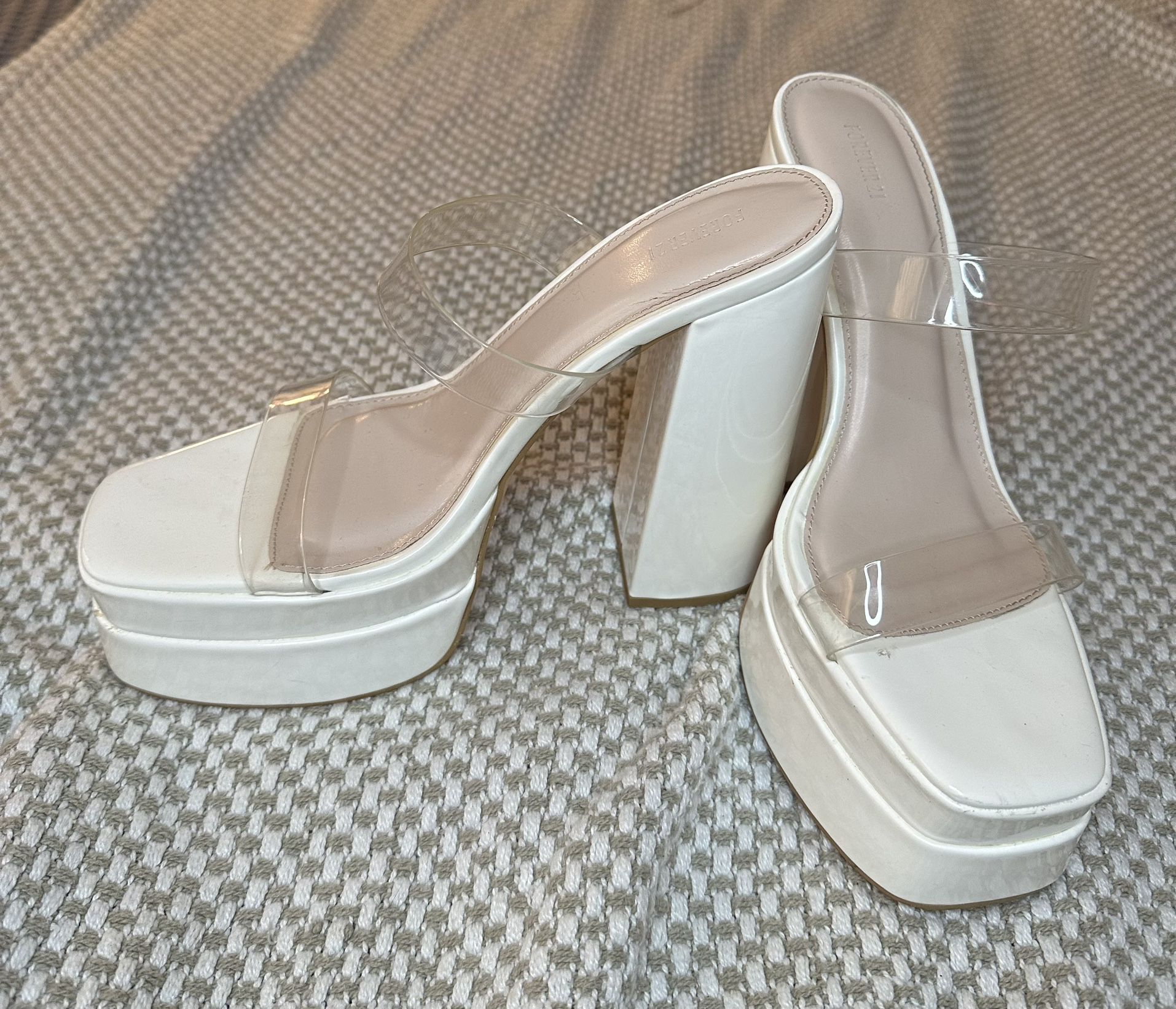 Forever 21 Chunky Heel Clear Strap