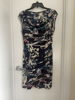 Clara Sun woo Blue Geometric Print Dress Size XS