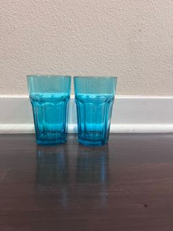 IKEA POKAL Glasses - Clear, Turquoise, and Pink $1each