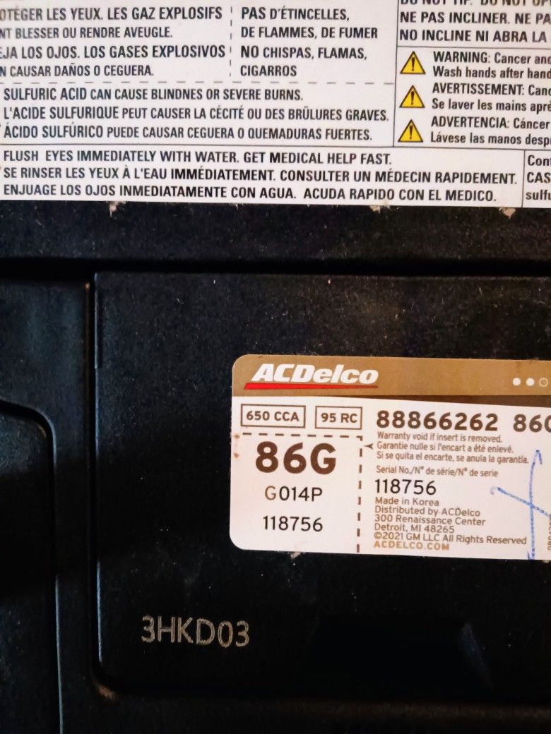 AC Delco 86G Car Battery