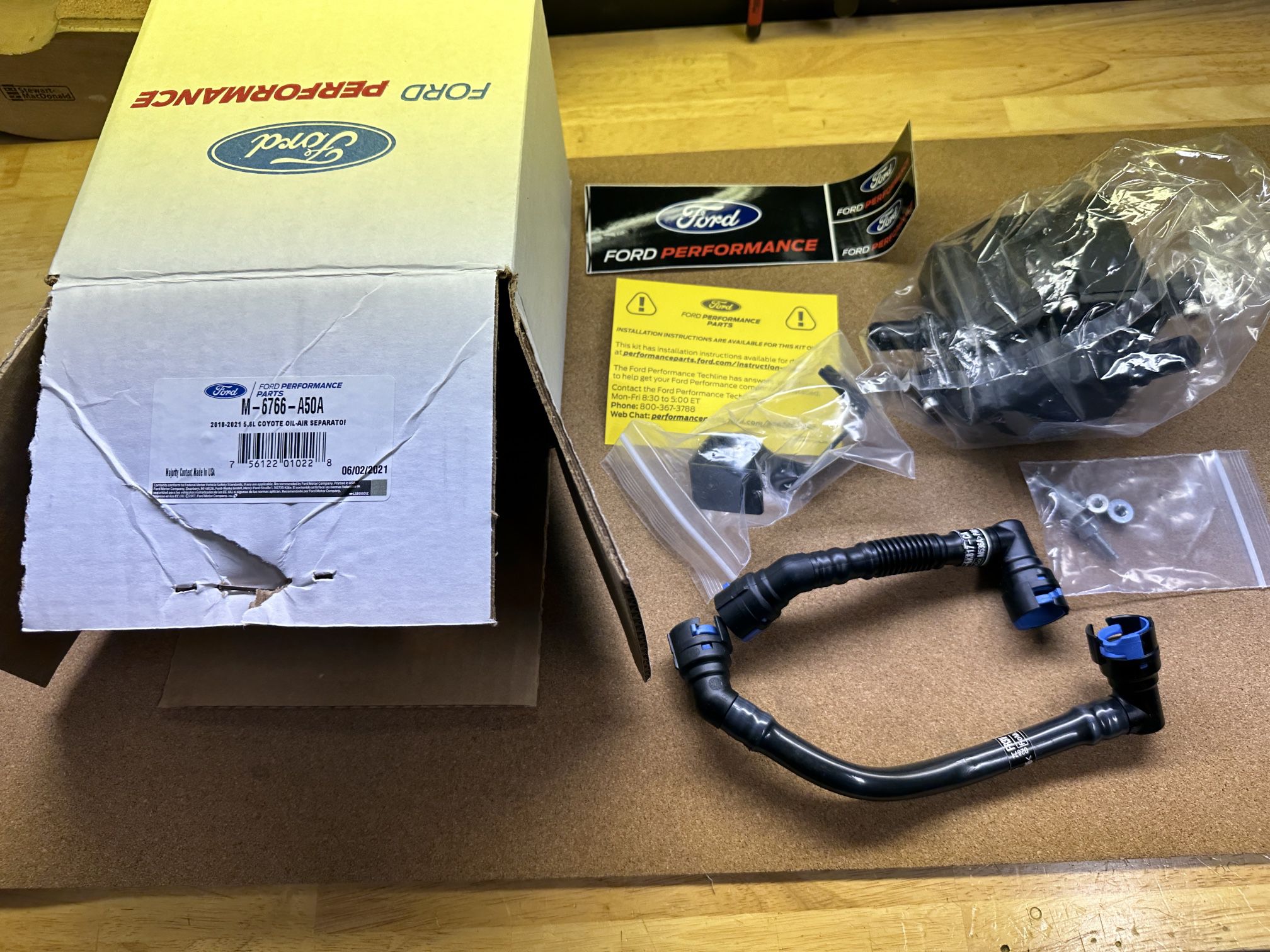 Ford Performance Oil-Air Separator Kit Passenger Side Mustang GT 5.0L