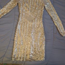 Gold Sequin Dress Open Back
