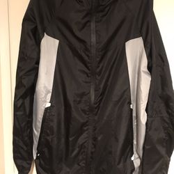 Jet Black And Silver Reflector Windbreaker