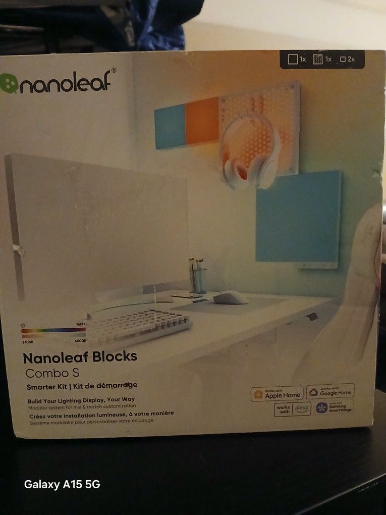 Nanoleaf Blocks Combo S Smarter Kit, Indoor RGBW Wifi Wall Light Panels