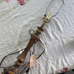 Antique Brass Metal Table Lamp 31 in Ornate Base Vintage Style Turn Knob